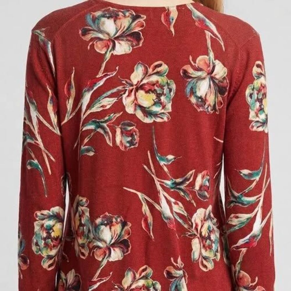 Chico's XL Floral V-Neck Sweater Size XL/3